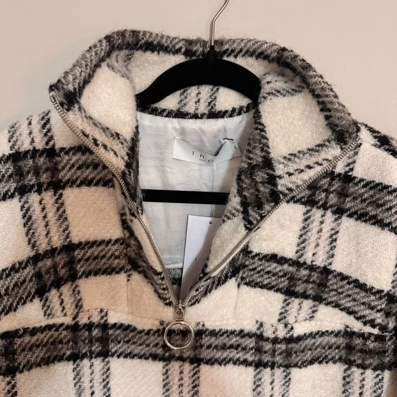 IRO Paris Bika Checked Wool-Blend Half-Zip Sweater Plaid NWT Size 38 - Picture 3 of 16